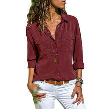 Load image into Gallery viewer, Women's Multicolor Lapel Long Sleeve Shirt
