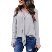 Load image into Gallery viewer, Women's V-Neck With Tie Chiffon Elegant Blouse
