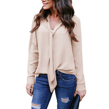 Load image into Gallery viewer, Women's V-Neck With Tie Chiffon Elegant Blouse

