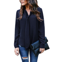 Load image into Gallery viewer, Women's V-Neck With Tie Chiffon Elegant Blouse
