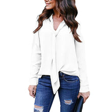 Load image into Gallery viewer, Women's V-Neck With Tie Chiffon Elegant Blouse
