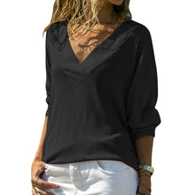 Load image into Gallery viewer, Casual Solid Color V-neck Pullover Long Sleeve Ladies Top
