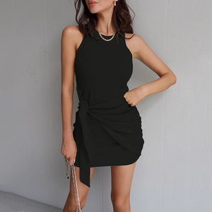 Casual Solid Color Lacing Slim Bodycon Dress