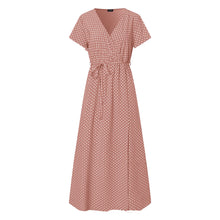 Load image into Gallery viewer, V Neck Polka Dot Short Sleeved Maxi Dress
