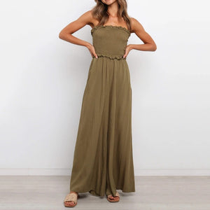 Fashion Wide Leg Casual Wrap Chest Jumpsuit