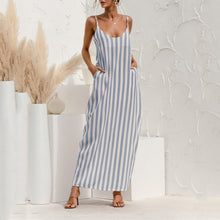 Load image into Gallery viewer, Beach Striped Loose Sling Big Swing Maxi Dress

