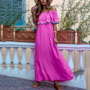 Fashion Elegant Solid Color Stitching Maxi Dress