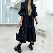 Load image into Gallery viewer, Simple Long Sleeve Lapel Shirt Dress
