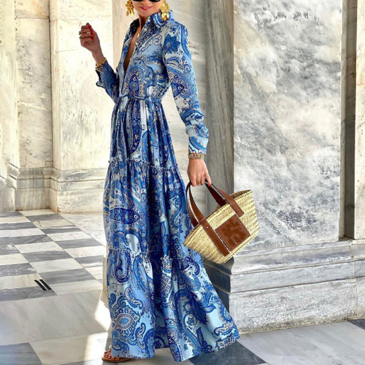 Boho Style Printed Vacation Maxi Dress