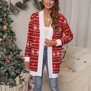 Christmas Print Knitted Cardigan