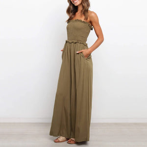 Fashion Wide Leg Casual Wrap Chest Jumpsuit