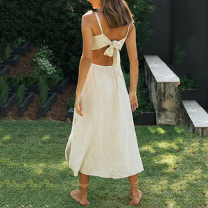 Lace-Up Irregular Slit Sling Maxi Dress