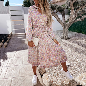 Sweet Printed Lace Maxi Dress