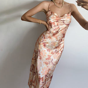 2021 Newest Floarl Printed Sexy Slim Split Party Dress