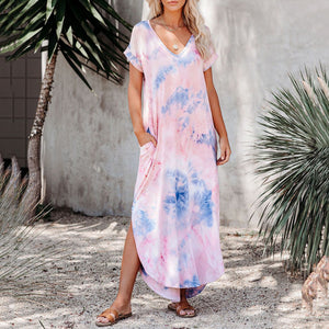 Tie Dye Soft Casual Maxi Dress