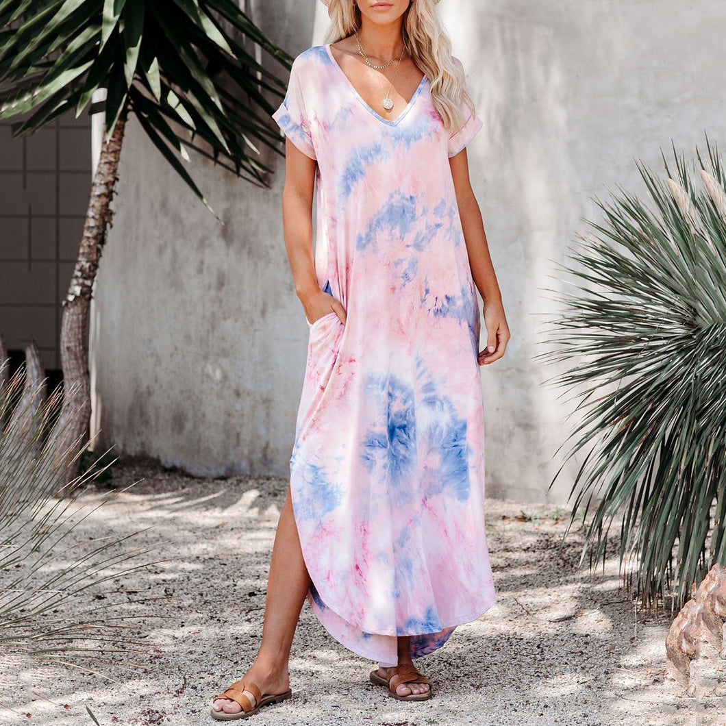 Tie Dye Soft Casual Maxi Dress