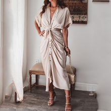 Load image into Gallery viewer, Elegant Commuter Solid Color V-Neck Maxi Dress

