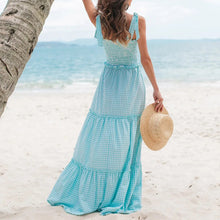Load image into Gallery viewer, Elegant Slim Plaid Sling Maxi Dress
