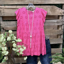 Load image into Gallery viewer, Summer Hollow Floral Short Sleeve Tops
