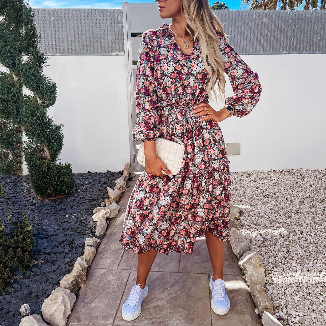 Sweet Printed Lace Maxi Dress