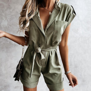 V Neck Loose Tie Holiday Jumpsuit