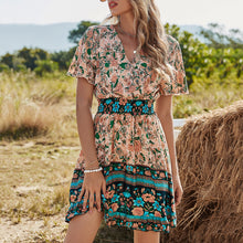 Load image into Gallery viewer, Bohemian Style Floarl Printed High Waist Dress
