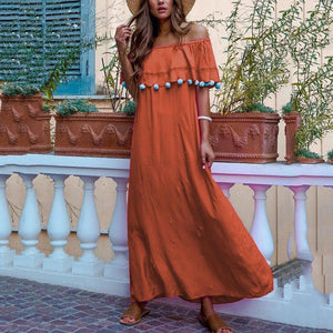 Fashion Elegant Solid Color Stitching Maxi Dress
