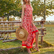 Load image into Gallery viewer, Sleeveless Bohemian Style Floral Printed Maxi Dress

