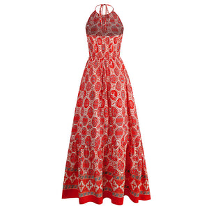 Sleeveless Bohemian Style Floral Printed Maxi Dress