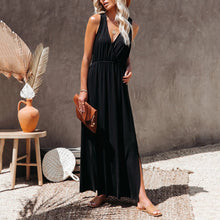 Load image into Gallery viewer, V Neck Halter Waist Casual Maxi Dress
