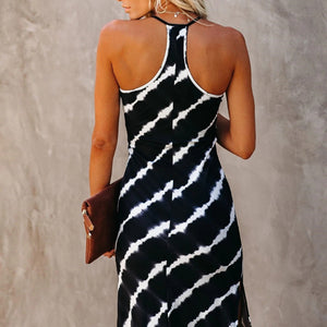 Summer V Neck Sleeveless Printed Maxi Dress