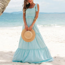 Load image into Gallery viewer, Elegant Slim Plaid Sling Maxi Dress
