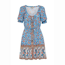 Load image into Gallery viewer, Boho V Neck Short Sleeve Floral Mini Dress
