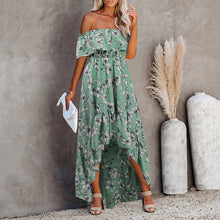 Load image into Gallery viewer, Fashion Off Shoulder Floral Printed Vacation Dress
