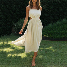 Load image into Gallery viewer, Lace-Up Irregular Slit Sling Maxi Dress
