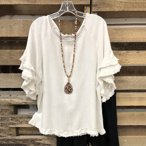Loose Plus Size Ruffle Sleeve Tops