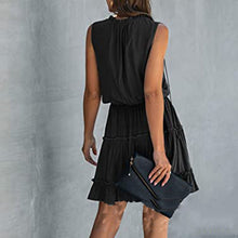 Load image into Gallery viewer, Casual V-Neck Sleeveless Folds Design Mini Dress
