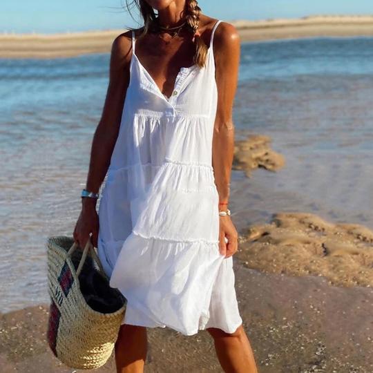 White Flounced Sling Dress