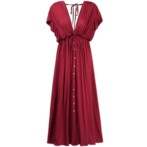 Elegant V-Neck Maxi Dress