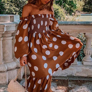 Sexy Cute Polk Dot Printed Maxi Dress