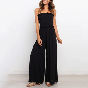 Fashion Wide Leg Casual Wrap Chest Jumpsuit