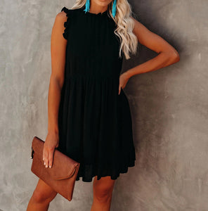 Cute Sleeveless Ruffle Mini Dress