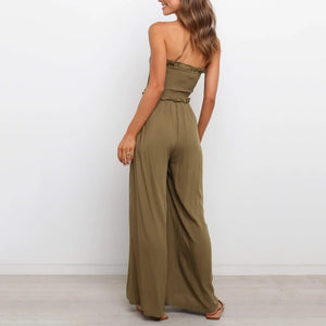 Fashion Wide Leg Casual Wrap Chest Jumpsuit