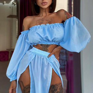 Vacation Solid Color Beach Two Piece Dress