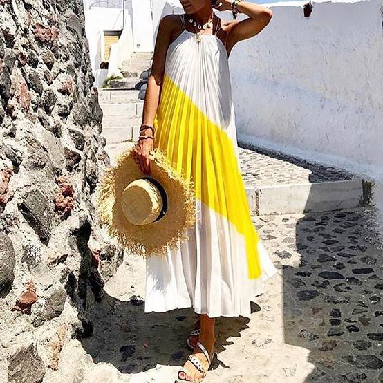 Halter Colorblock Vacation Maxi Dress