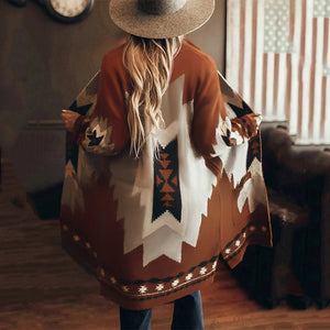 Ethnic Printed Cardigan Coat