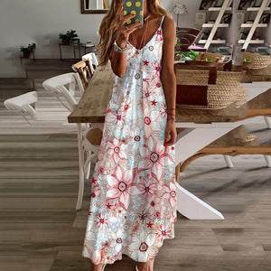 Sling Printed Big Swing Maxi Dress