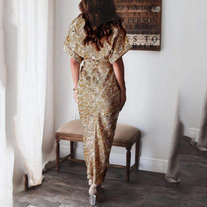 Elegant Fashion Printed V-Neck Maxi Dress