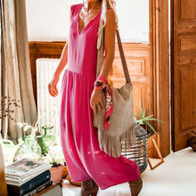 Load image into Gallery viewer, V Neck Loose Fit Sleeveless Maxi Dress
