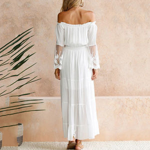 Elegant White Color Lace Dress